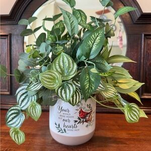 Decorative Greenery in White Planter